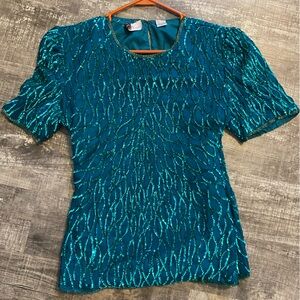 Lawrence Kazar Vintage Silk Sequin Top Size Medium